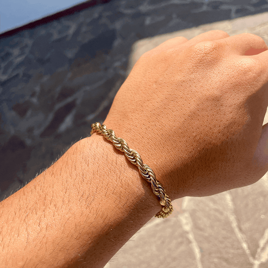 Bracciale Uomo - Corda Oro in Argento Sterling 925