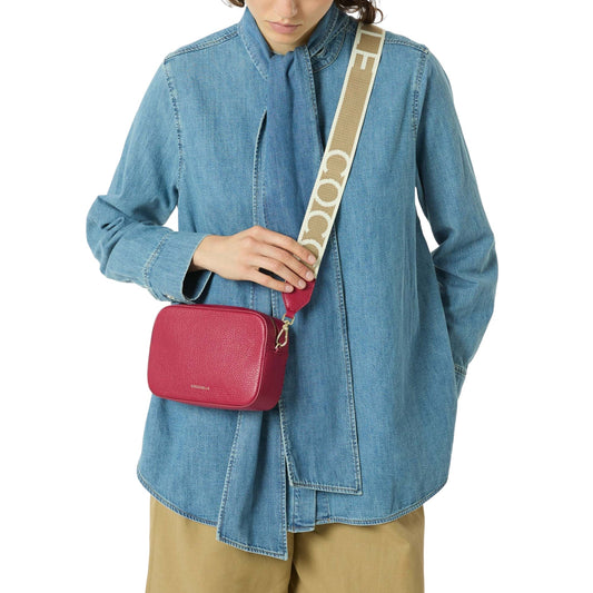 COCCINELLE Borsa Donna a Tracolla Bianca, In Vera Pelle, Tebe Mini