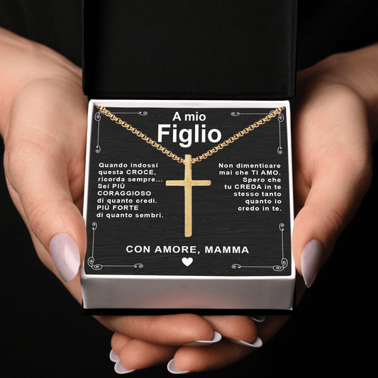 Collana Croce - A Mio Figlio, con Amore Mamma.