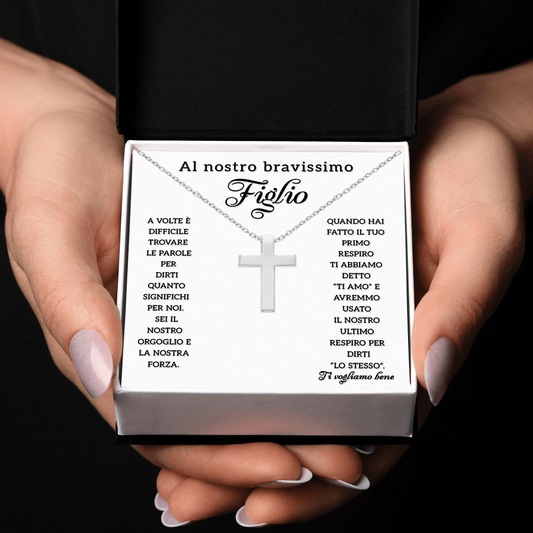 Collana Croce Argento sterling 925 - A Nostro Figlio