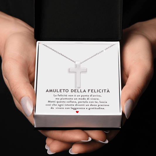 Collana Croce Uomo - Argento Sterling 295 - Amuleto della Felicità