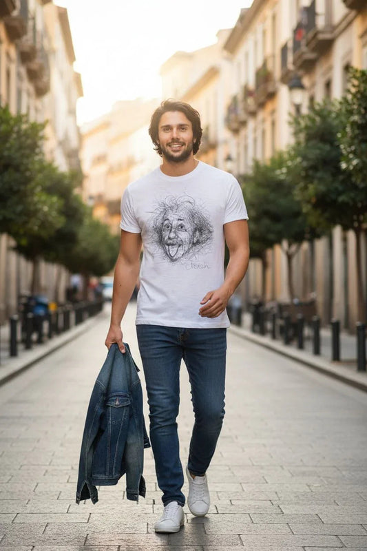 T-Shirt Einstein Tatuato Uomo - Cotone Biologico Fiammato