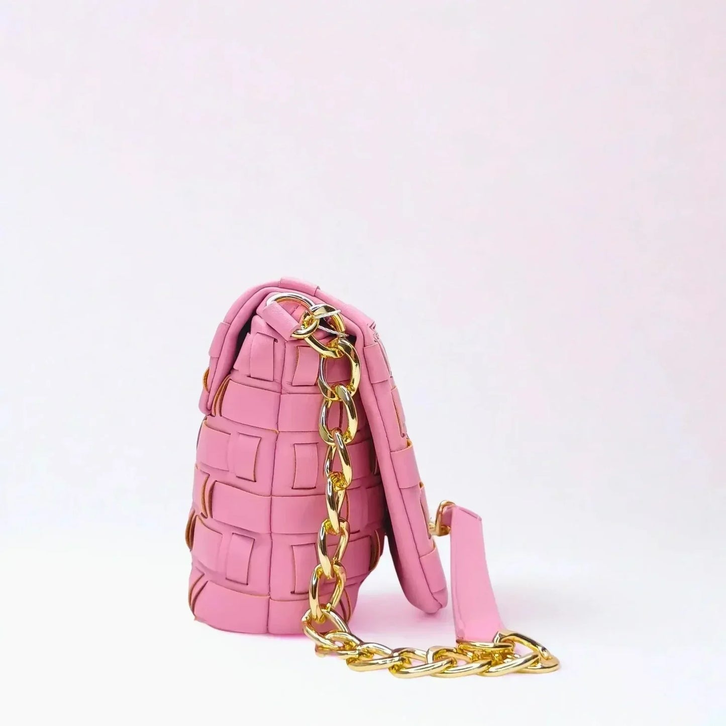 Silver Woven Bag with Chain Strap - MS-2087