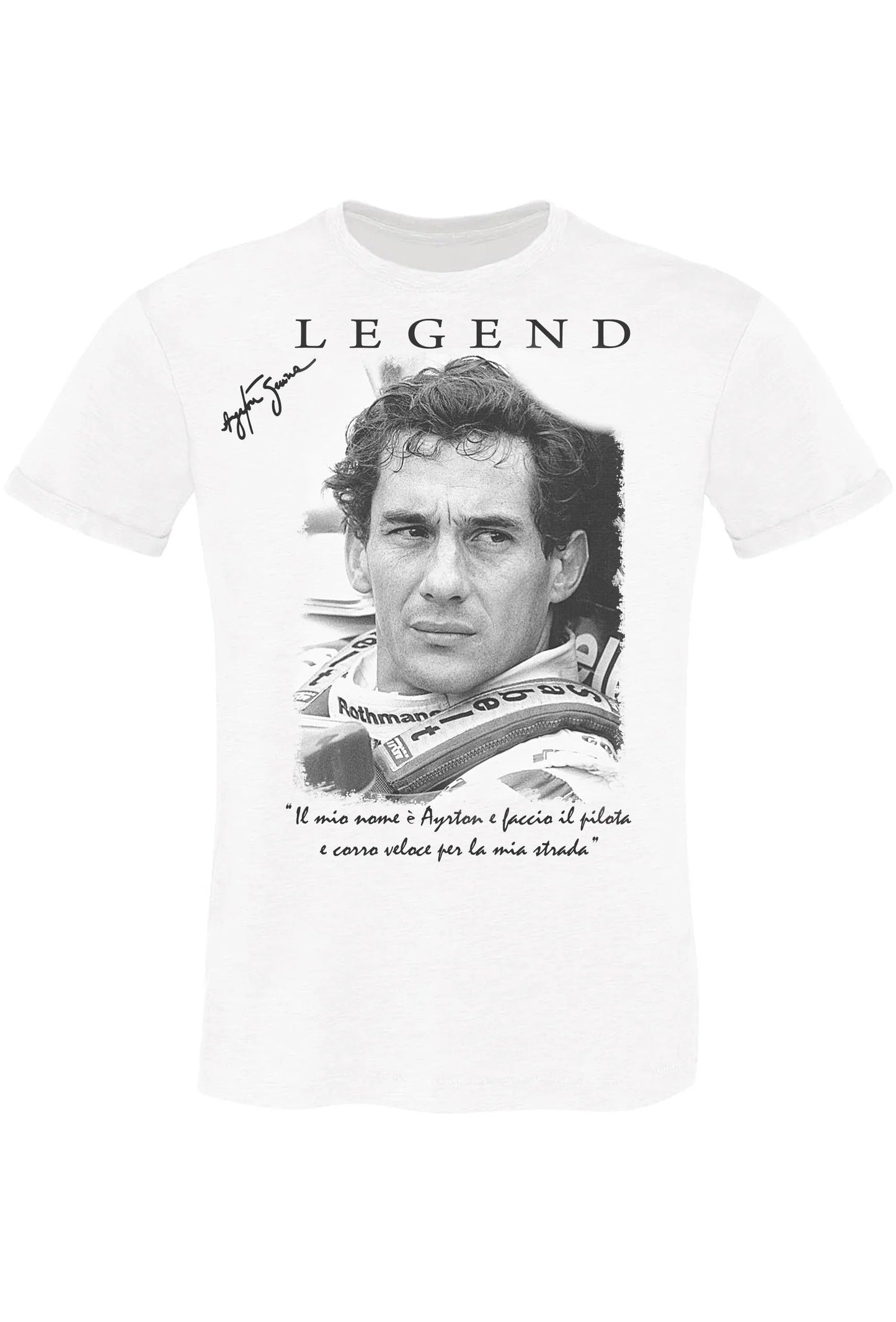 T-Shirt Ayrton Senna The Legend - Cotone Fiammato Uomo