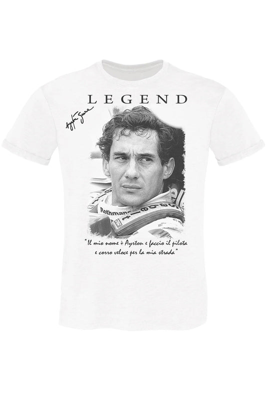 T-Shirt Ayrton Senna The Legend - Cotone Fiammato Uomo