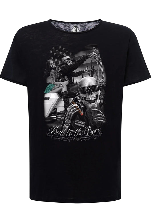 T-shirt Uomo Tattoo Skull - Cotone Fiammato 100%