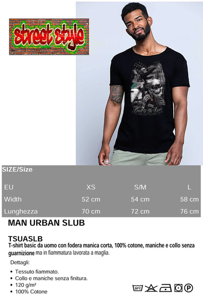 T-shirt Uomo Tattoo Skull - Cotone Fiammato 100%