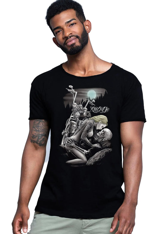 Ride Ordie Tattoo Skull – T-shirt Uomo Cotone Fiammato