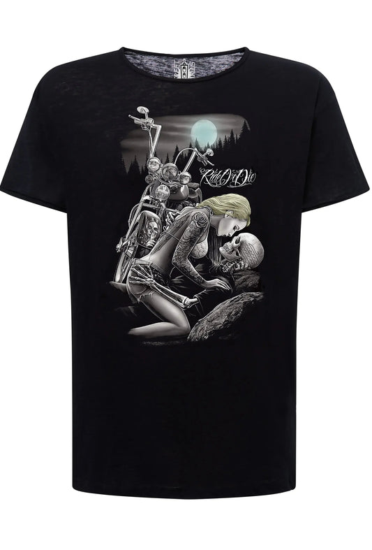 Ride Ordie Tattoo Skull – T-shirt Uomo Cotone Fiammato