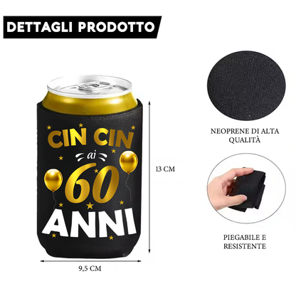 Raffredda Lattina Ecopelle Sintetica Nera  Confezione da 10 - Buon 60 Compleanno