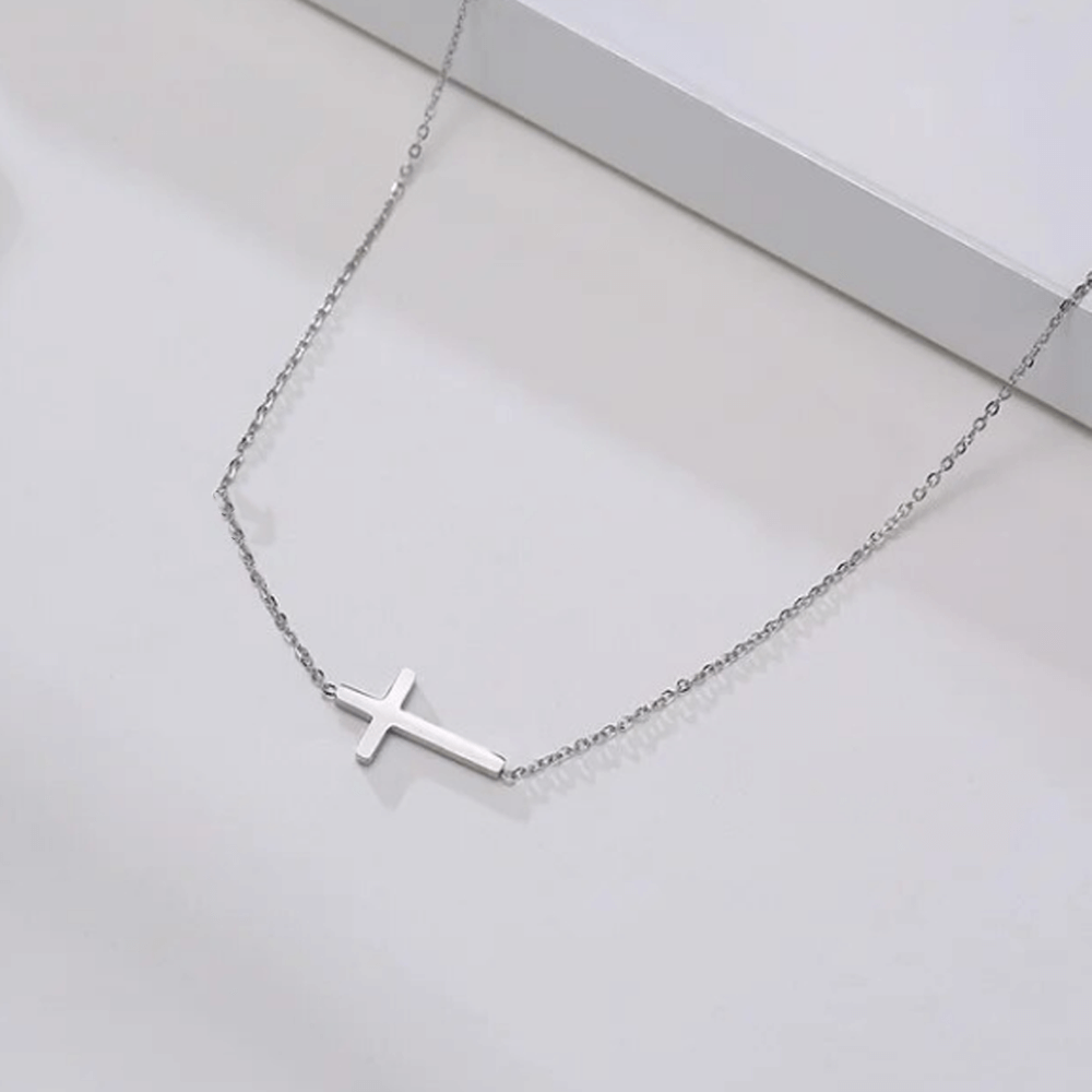 Collana Croce orizzontale - A Mio Figlio, con Amore Mamma.