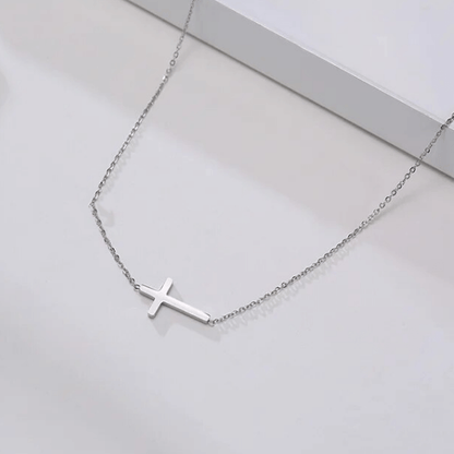 Collana Croce orizzontale - A Mio Figlio, con Amore Mamma.