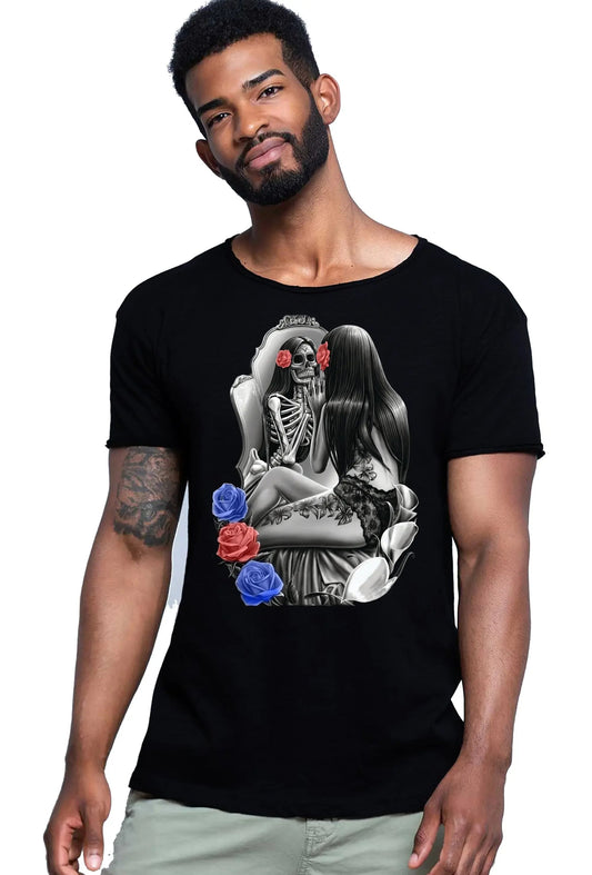 Vanity Tattoo Skull - T-shirt Uomo Cotone Fiammato