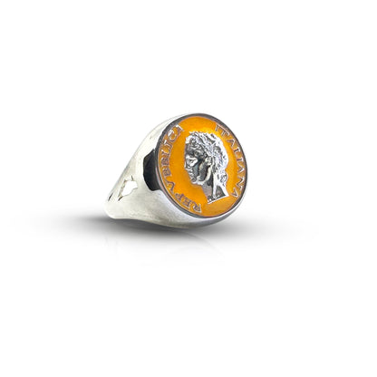 Anello Chevalier Argento Smalto Dolce Vita Anni 50 Vintage