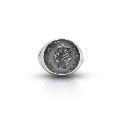 Anello Chevalier Argento Smalto Dolce Vita Anni 50 Vintage