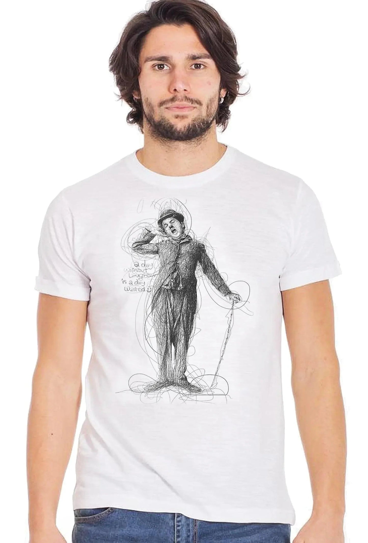 Charlie Chaplin T-shirt Uomo - Cotone Bio Slub