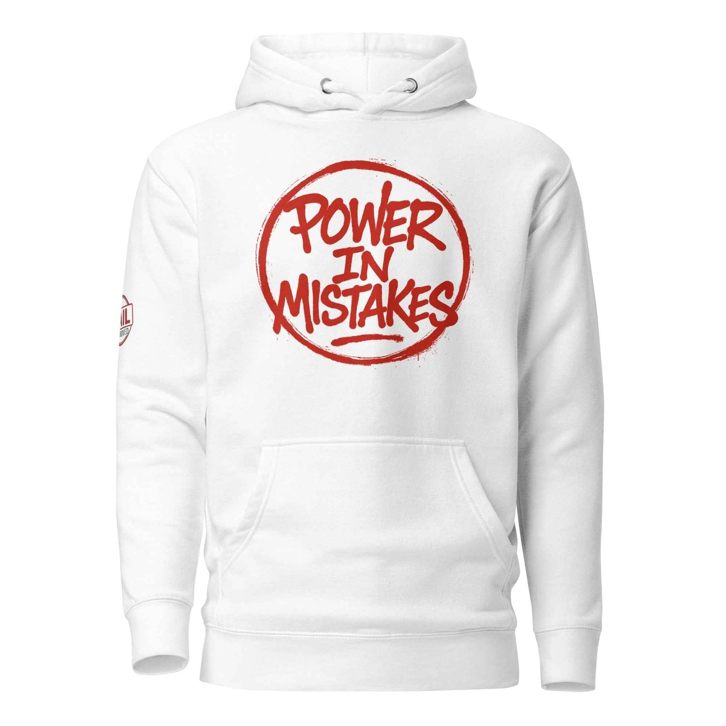 Felpa con Cappuccio Streetwear “POWER IN MISTAKES” 🔴 | FAIL – Manifesto di Coraggio e Stile