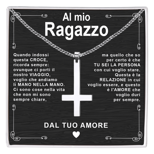 Collana Croce al Rovescio - Al mio Ragazzo, dal tuo Amore.