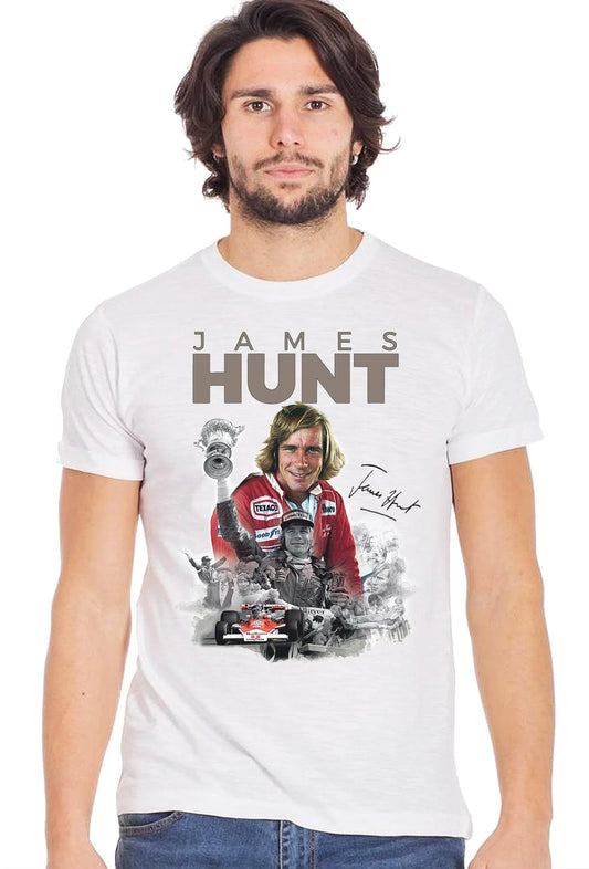 The Legend James Hunt - T-shirt Uomo Cotone Fiammato