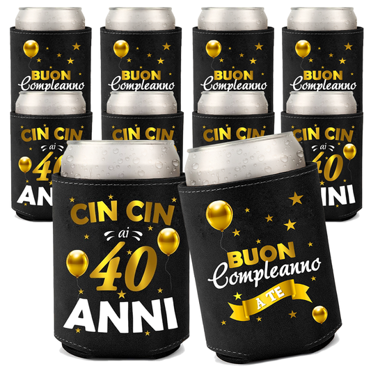 Raffredda Lattina Ecopelle Sintetica Nera Confezione da 10 - Buon 40 Compleanno