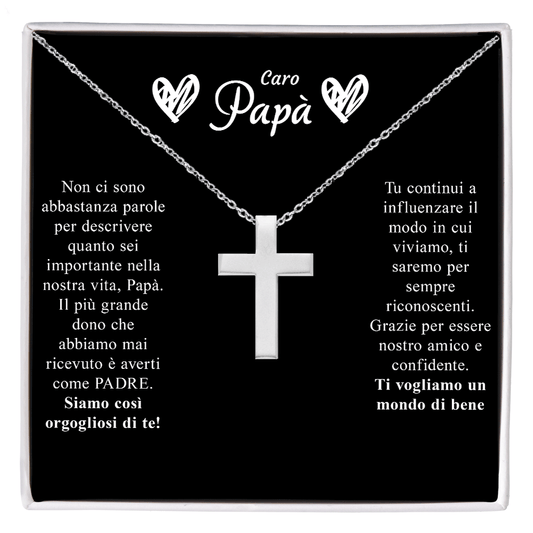Collana Croce Argento sterling 925 - Caro Papà