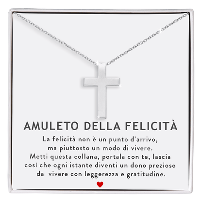 Collana Croce Uomo - Argento Sterling 295 - Amuleto della Felicità