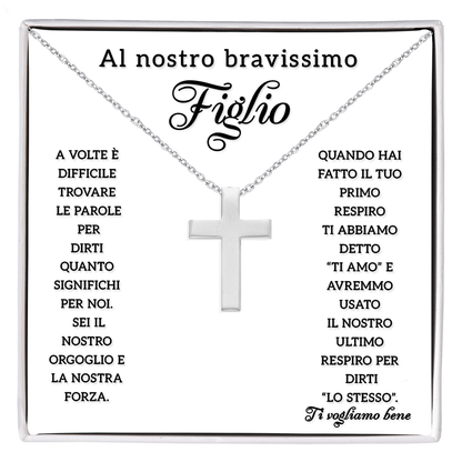 Collana Croce Argento sterling 925 - A Nostro Figlio