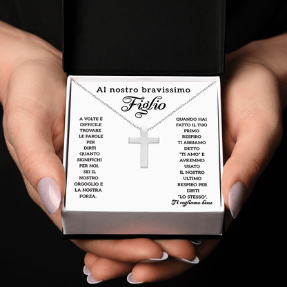 Collana Croce Argento sterling 925 - A Nostro Figlio