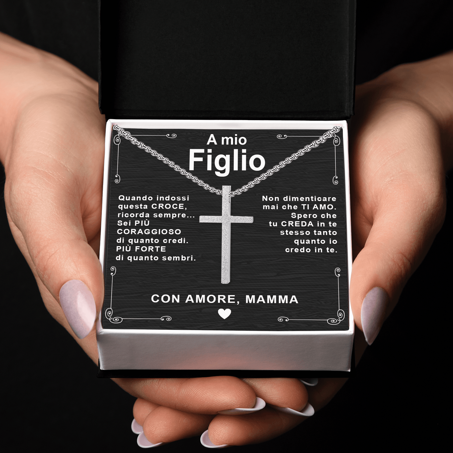 Collana Croce - A Mio Figlio con Amore Mamma.