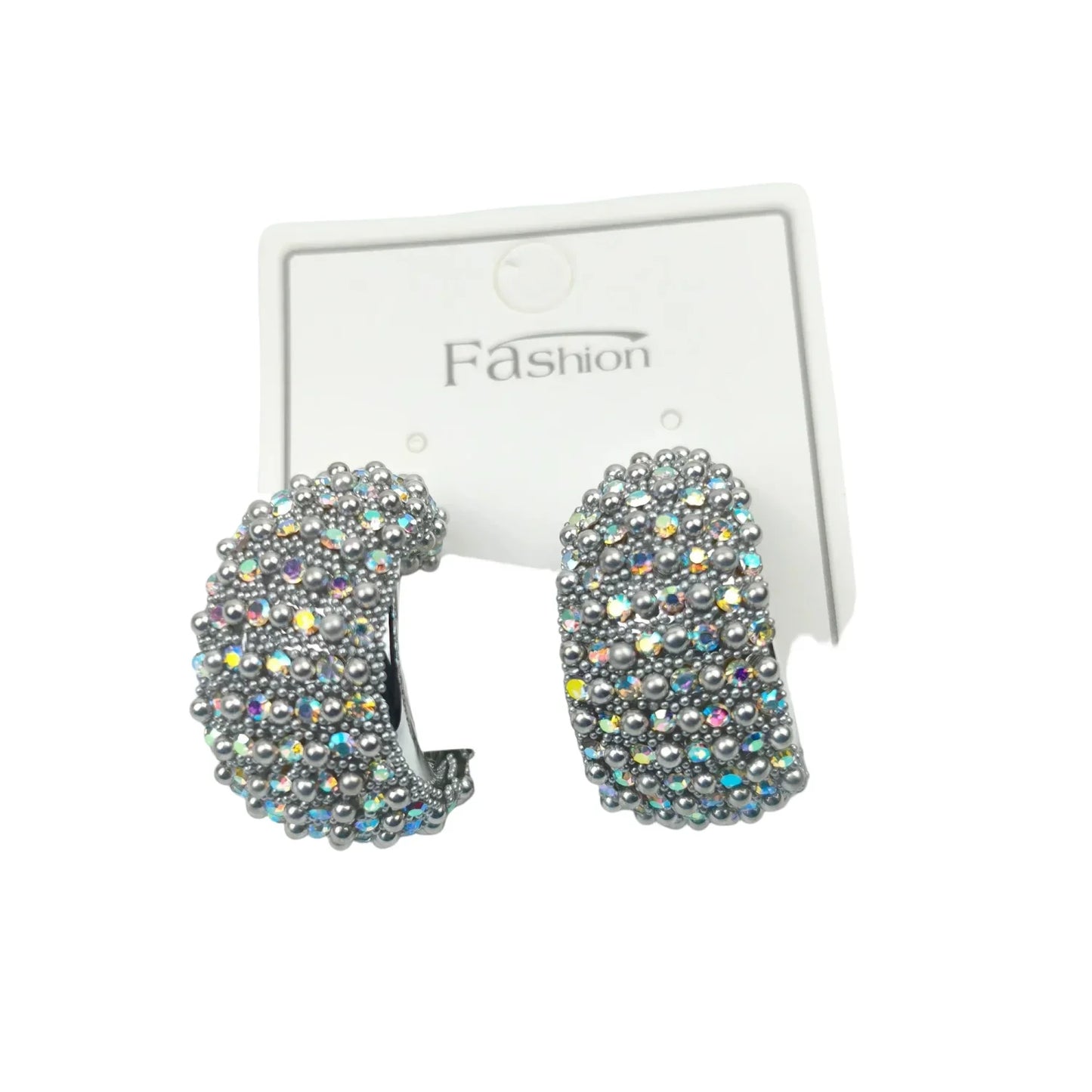 Silver-tone c-hoop earrings