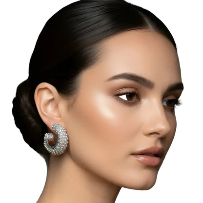 Silver-tone c-hoop earrings