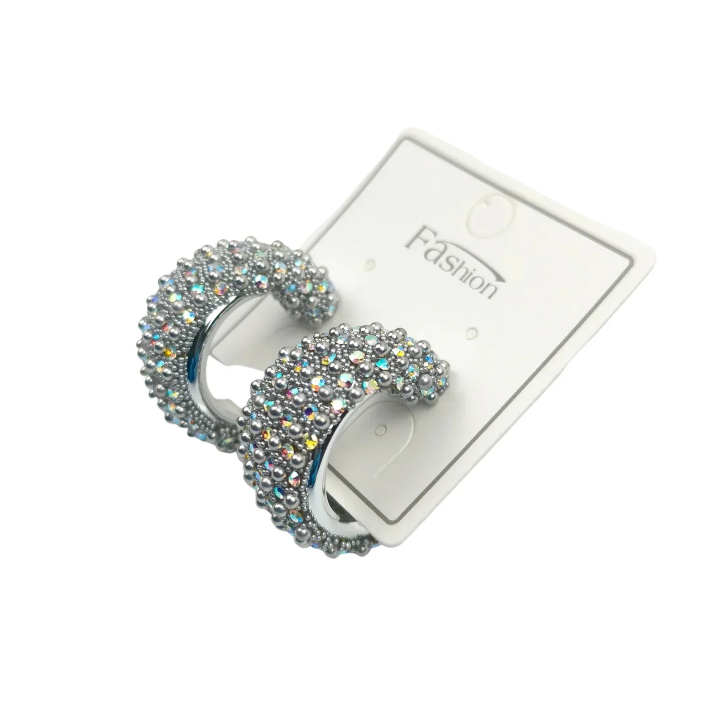 Silver-tone c-hoop earrings