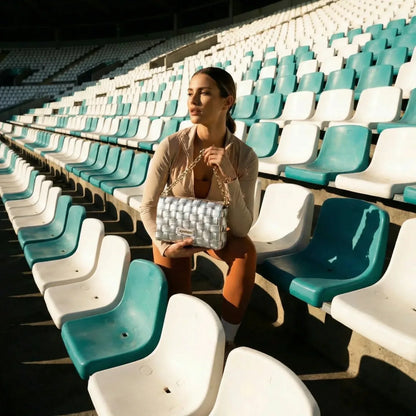 Silver Woven Bag with Chain Strap - MS-2087