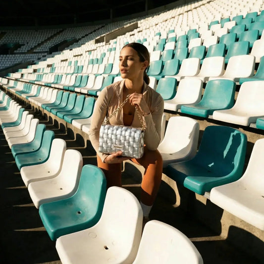 Silver Woven Bag with Chain Strap - MS-2087