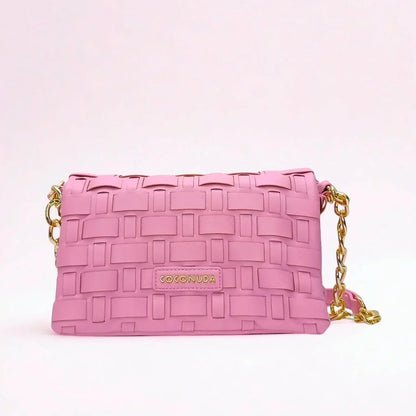 Silver Woven Bag with Chain Strap - MS-2087