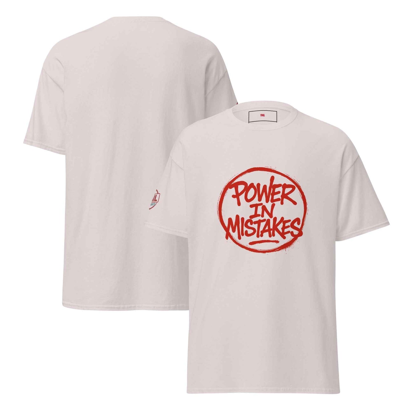Maglietta Classica Unisex 100% Cotone 👕 | FAIL Streetwear “POWER IN MISTAKES” 🔴 – Imperfezione che Diventa Stile
