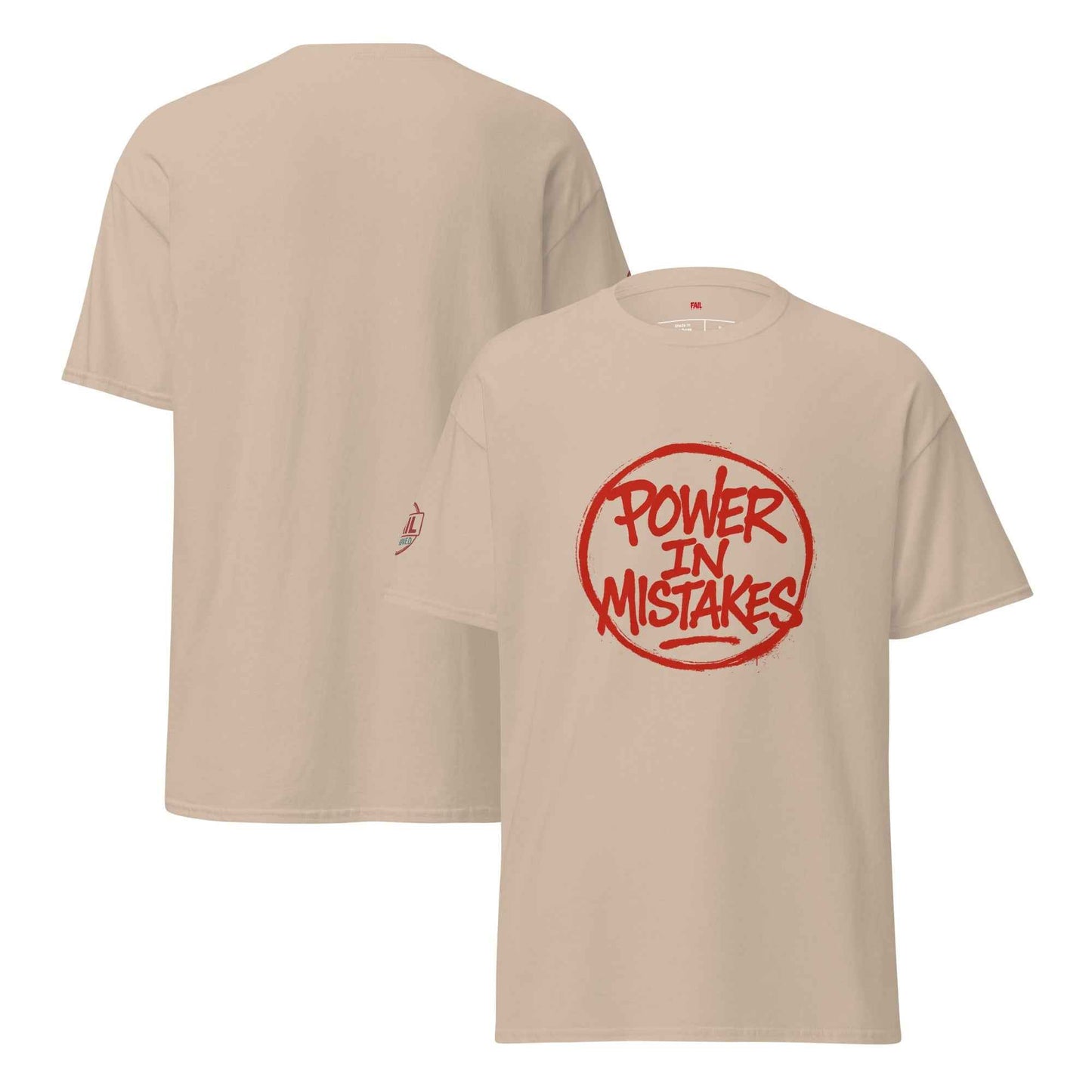 Maglietta Classica Unisex 100% Cotone 👕 | FAIL Streetwear “POWER IN MISTAKES” 🔴 – Imperfezione che Diventa Stile